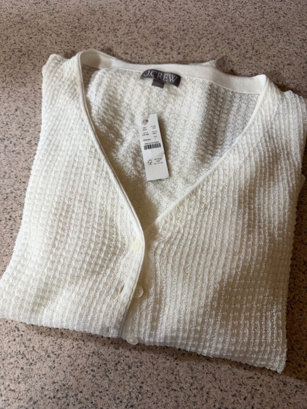 NWT! J.Crew Open KnitScallop-Trim Cardigan Top White - Size Large